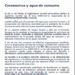 CORONAVIRUS Y  AGUAS DE CONSUMO