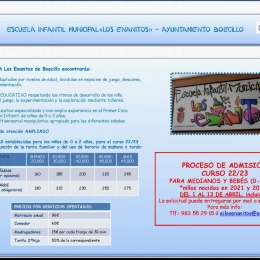 ESCUELA INFANTIL MUNICIPAL DE BOECILLO PROCESO DE ADMISIÓN CURSO 22-23 DE 0 A 2 AÑOS